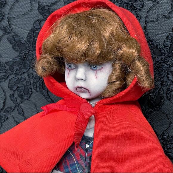 OOAK Creepy Odd 14” Little Red Riding Hood Scary Halloween Horror Art Doll - Picture 4 of 13